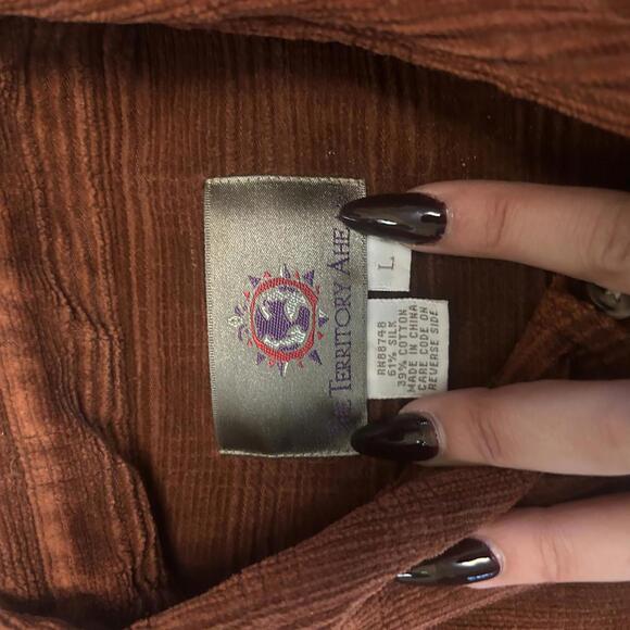 The Territory Ahead Men’s L Brown Silk Blend Button Down Shirt Casual Travel - Picture 3 of 8